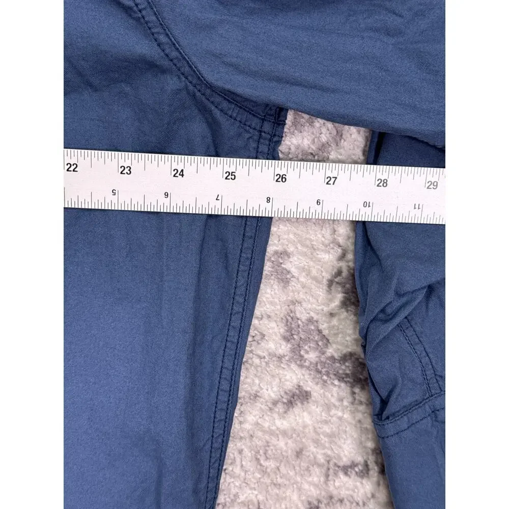 Free People Top XS Womens Blue Cotton Twill Oversize Tunic Button Shirt